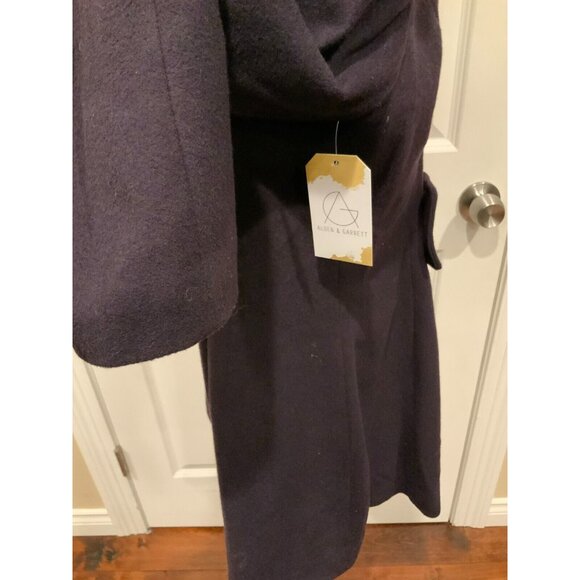 Tahari Purple 100% Wool Button-Up Coat W/ Leopard Print Lining, Size 14P - Picture 6 of 11